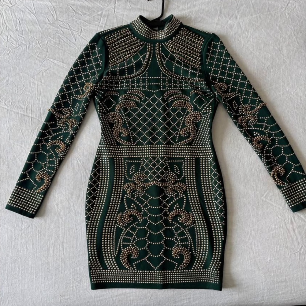 Elegant Green Embellished Dress